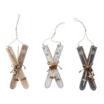 Drewniane narty na choinkę 3 szt